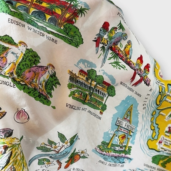 Vintage 50s Florida Map Scarf Wrap Headscarf Sun-Glo 28 - Picture 9 of 12
